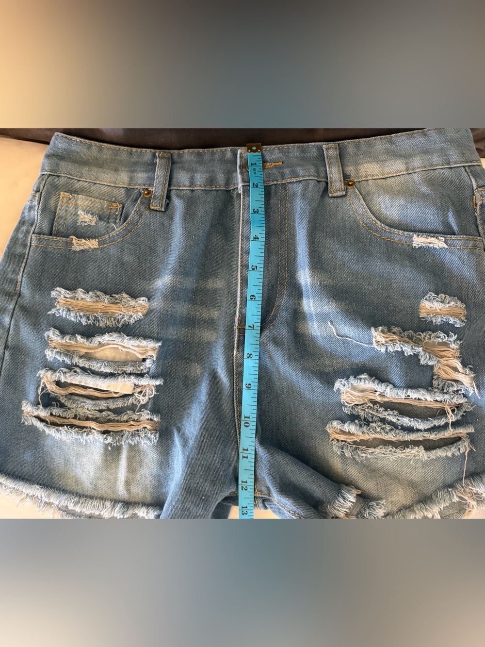 High-Rise Distressed Med Weight Denim shorts *Sz 10/12 or M per measurements.